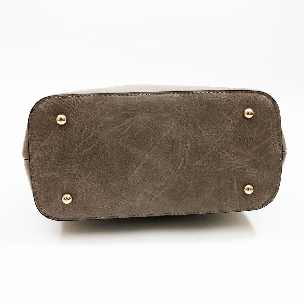 Jen & Co Satchel Maude 11.5x10x5.5 inches Grey/Green & Taupe Handbag Purse - Picture 3 of 7